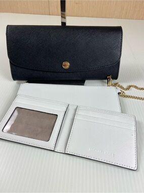 Michael Kors Black Saffiano Continental Phone Wallet Clutch Wristlet 3-Piece